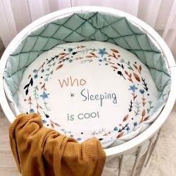 Husă pentru saltea rotundă pătuț bebeluși/copii cu elastic, Sleeping is Cool